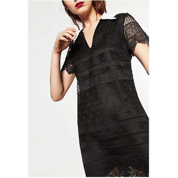 zara black crochet dress